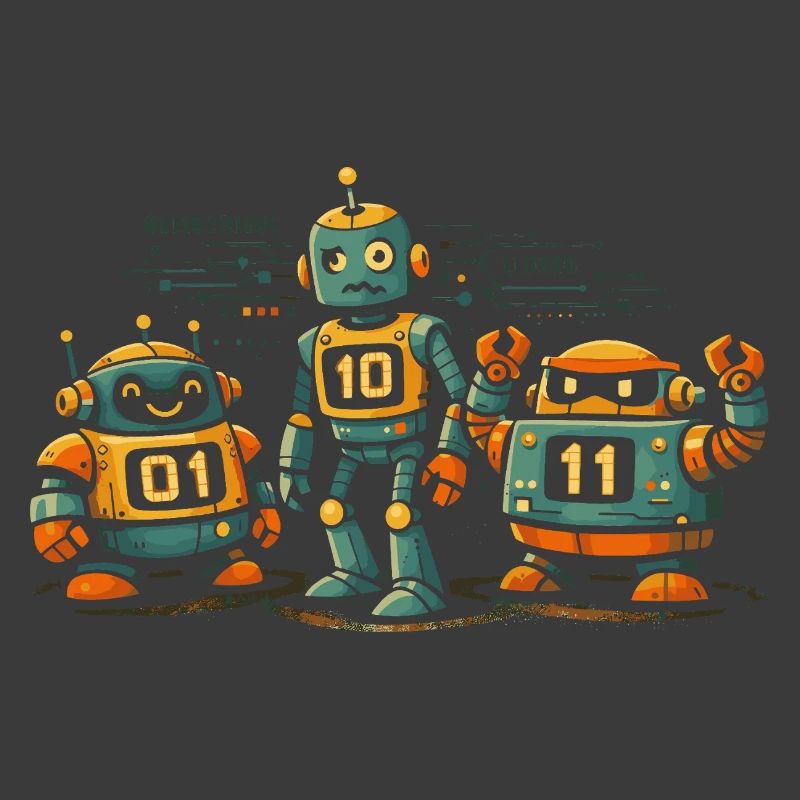 Robots Geek Code Binaire Informatique IT