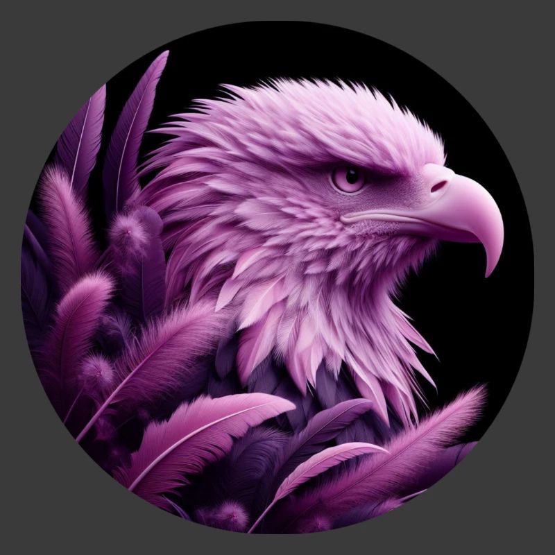 Purple Eagle Head with Feathers