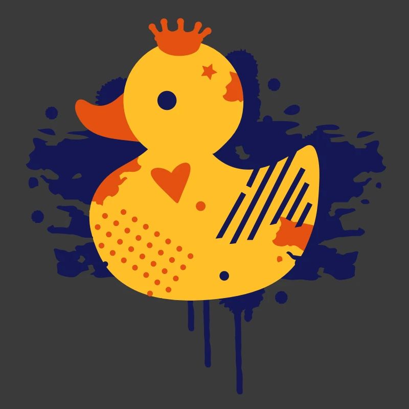 A duck with a crown as a graffiti
