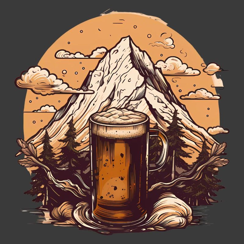 Pic de montagne avec conception de chope de bière
