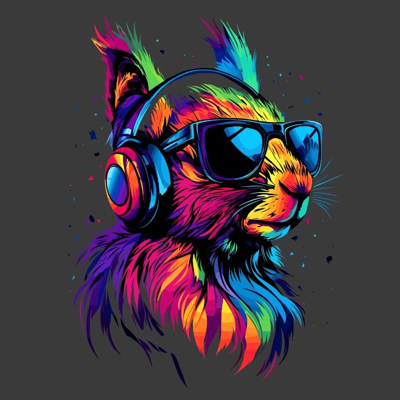 Eichhörnchen Kopfhörer Bunt Popart DJ Eichhörnchen
