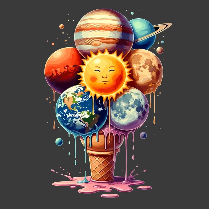 Cream Planet Waffle Système solaire de crème glacée