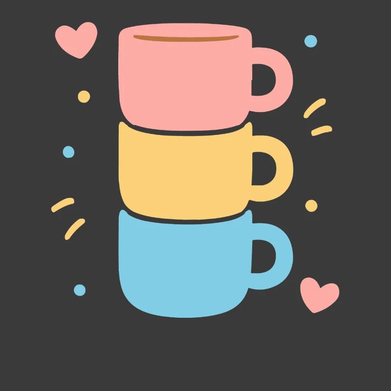 Süße Kaffeetasse Stack Pastel Hearts Love