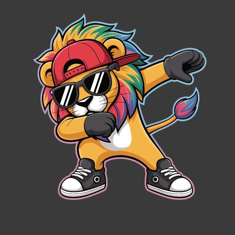 Dabbing Lion with Rainbow Mane