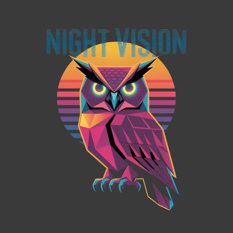 Night Vision Eule Retro Synthwave Sunset
