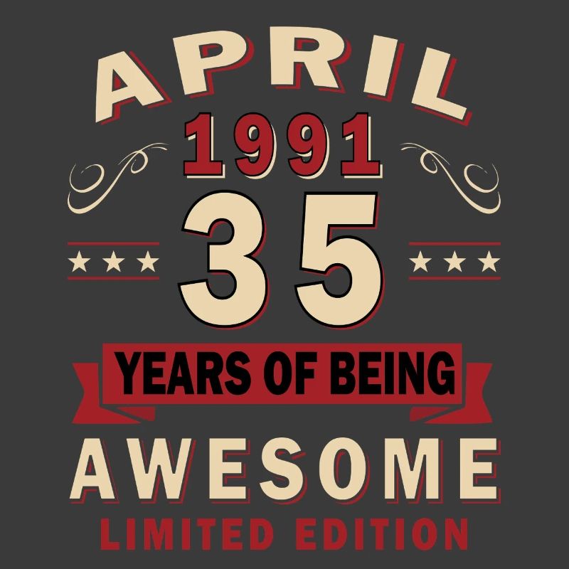 35. Geburtstag Geschenk Mann Original April 1991