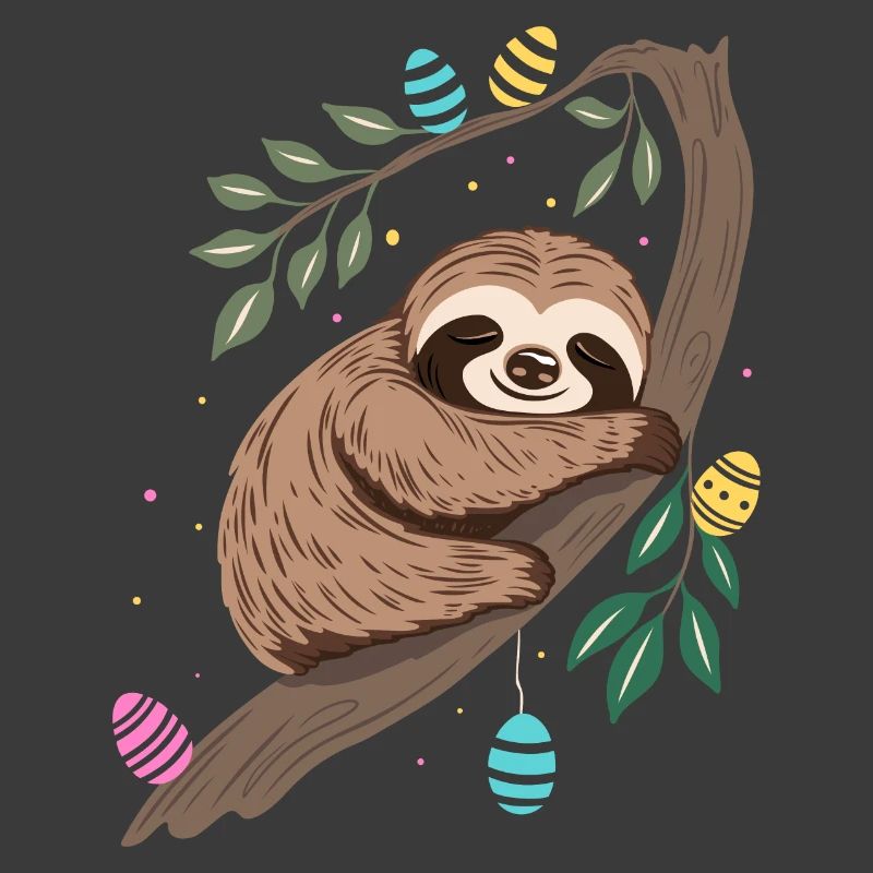 Easter Sloth with Easter Eggs