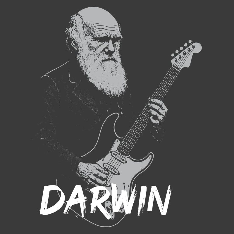 Darwin jouant de la guitare Evolution