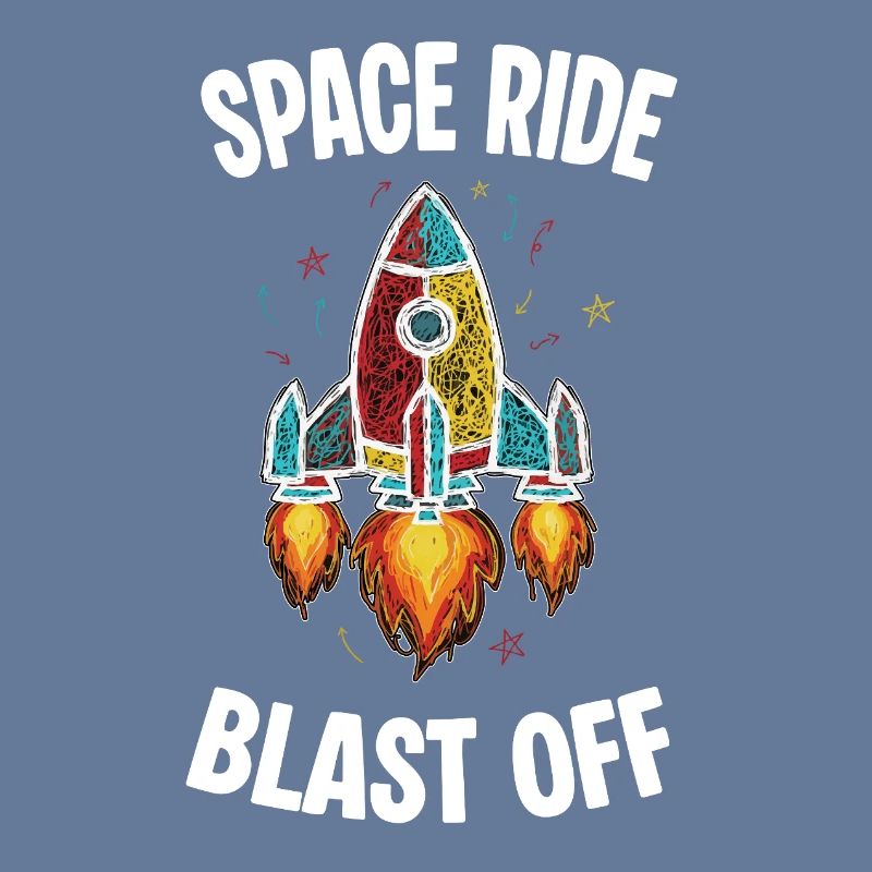 Space Rocket Retro Scribble Blast Off