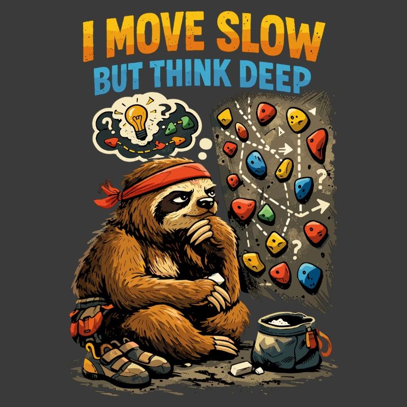Faultier beim Bouldern – Comic Klettern Shirt