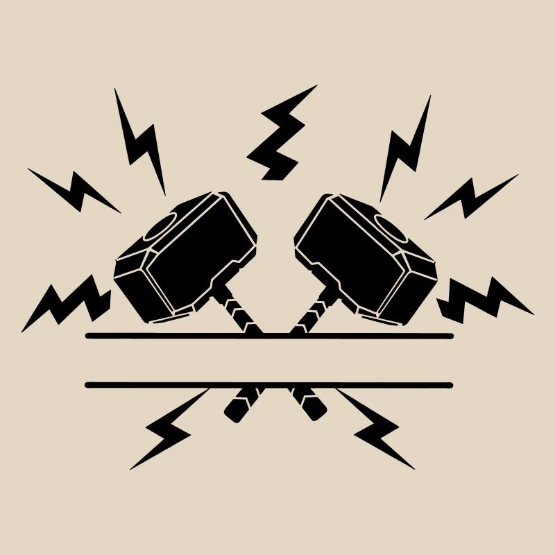 Zwei Thor-Hämmer mit Textausschnitt