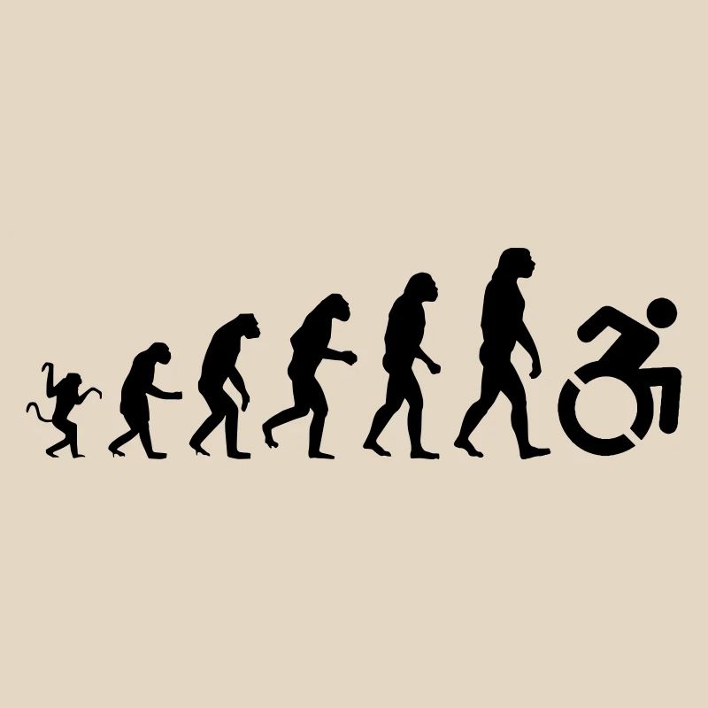Evolution des Rollstuhls, der Rolle, des Humors *