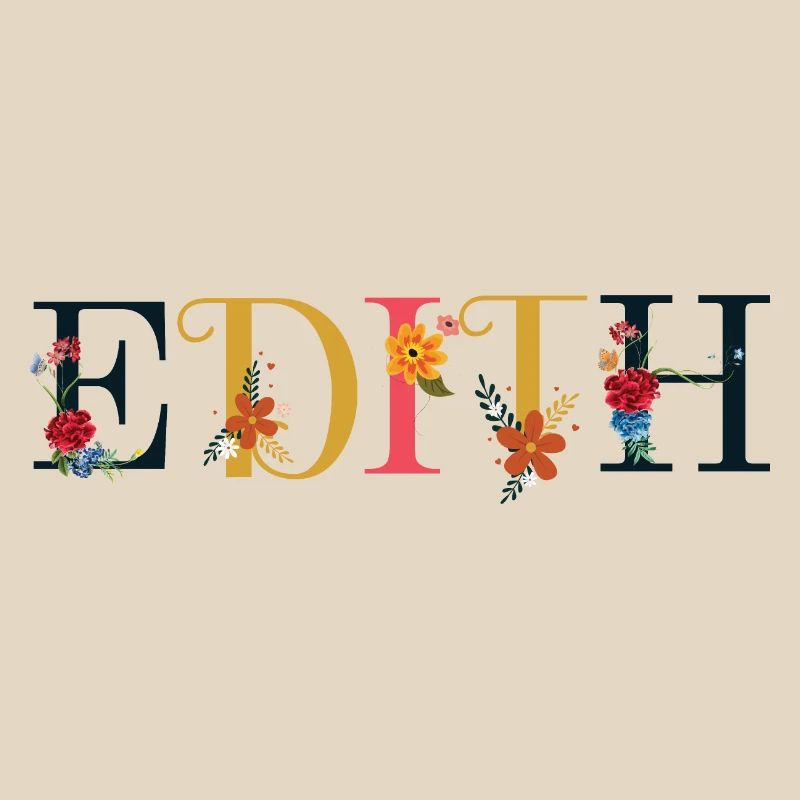Le nom d’EDITH est décoré de fleurs