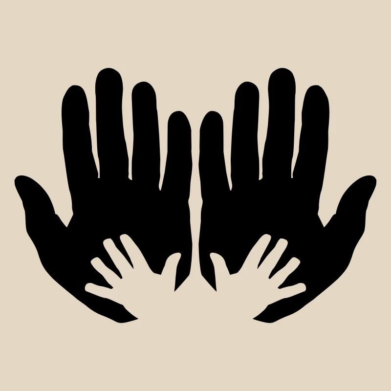 Open parents hands with children's hands