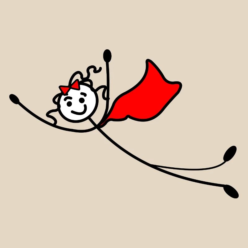 Fliegende Superfrau oder mit rotem Umhang