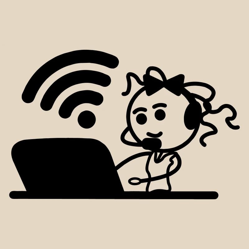 Glückliches Mädchen oder Frau auf Laptop-WLAN