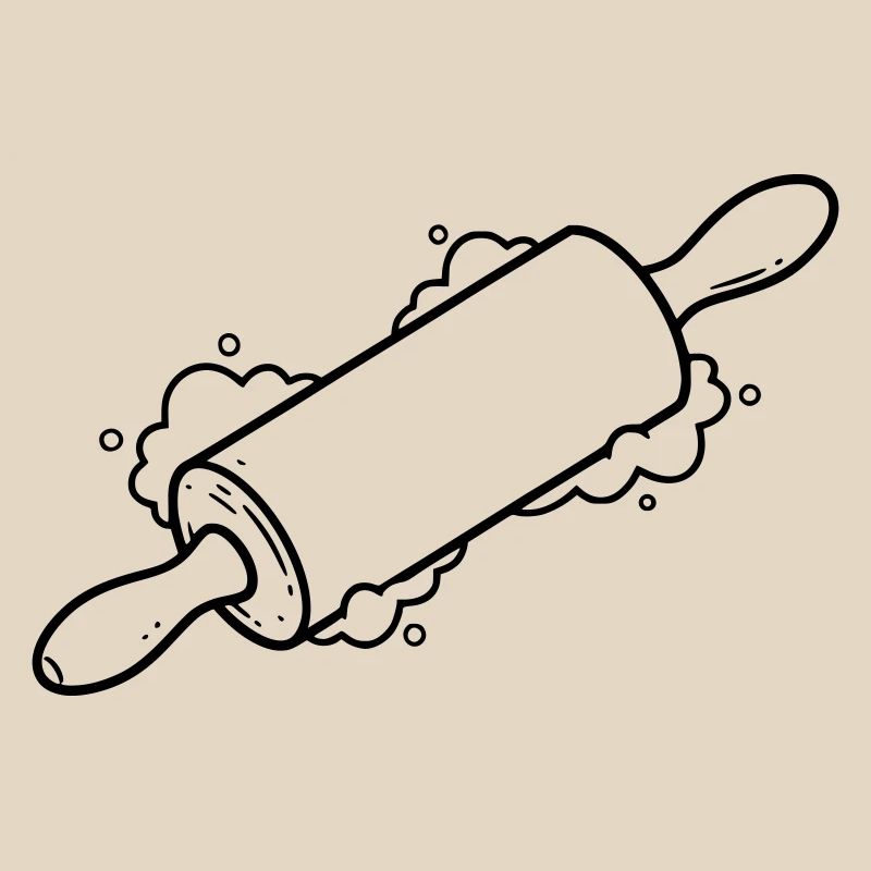 Rolling Pin Baking Roll Flour Outline