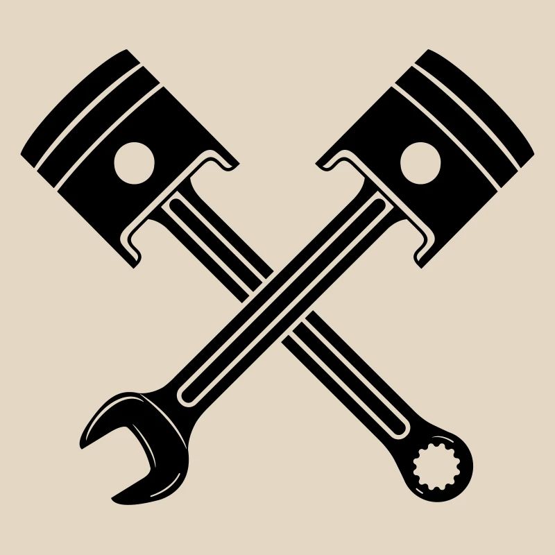 Engine piston key crossed