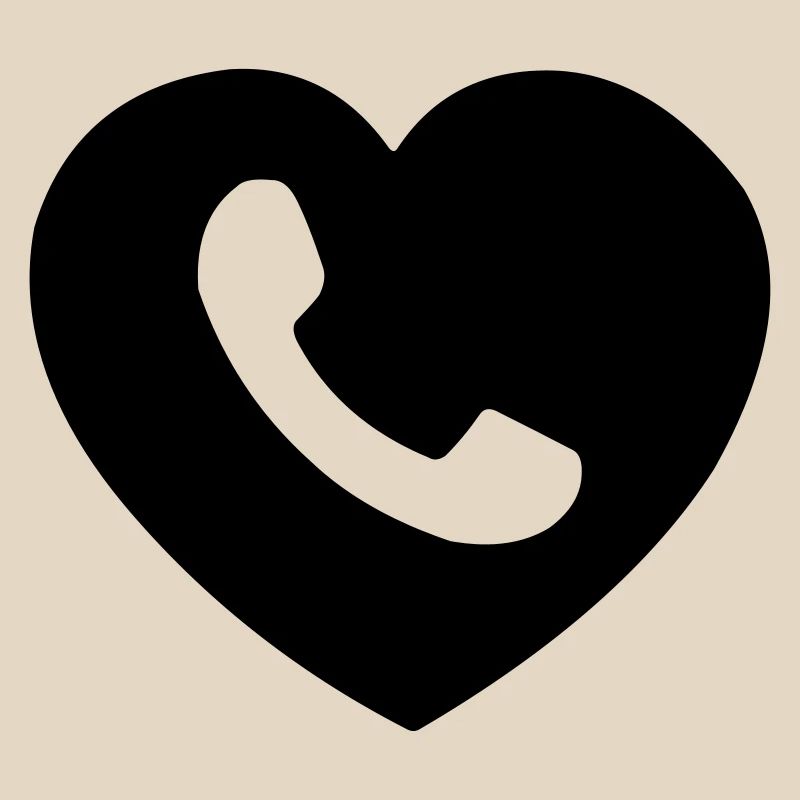 Herz oder Herz mit Telefon ausgeschnittenen Schatten