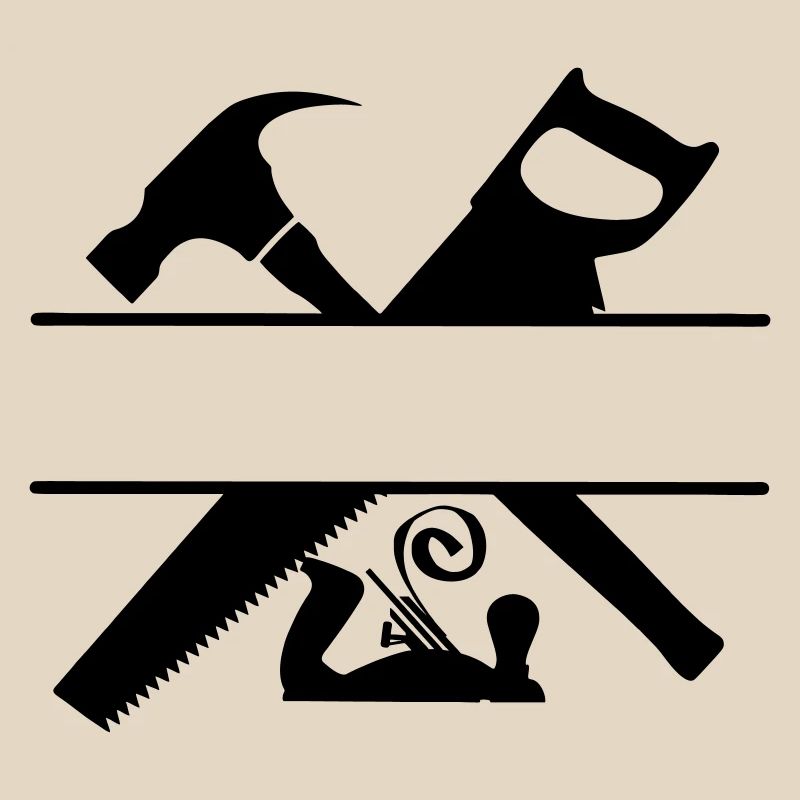 Scie à marteau et raboteuse logo de charpentier