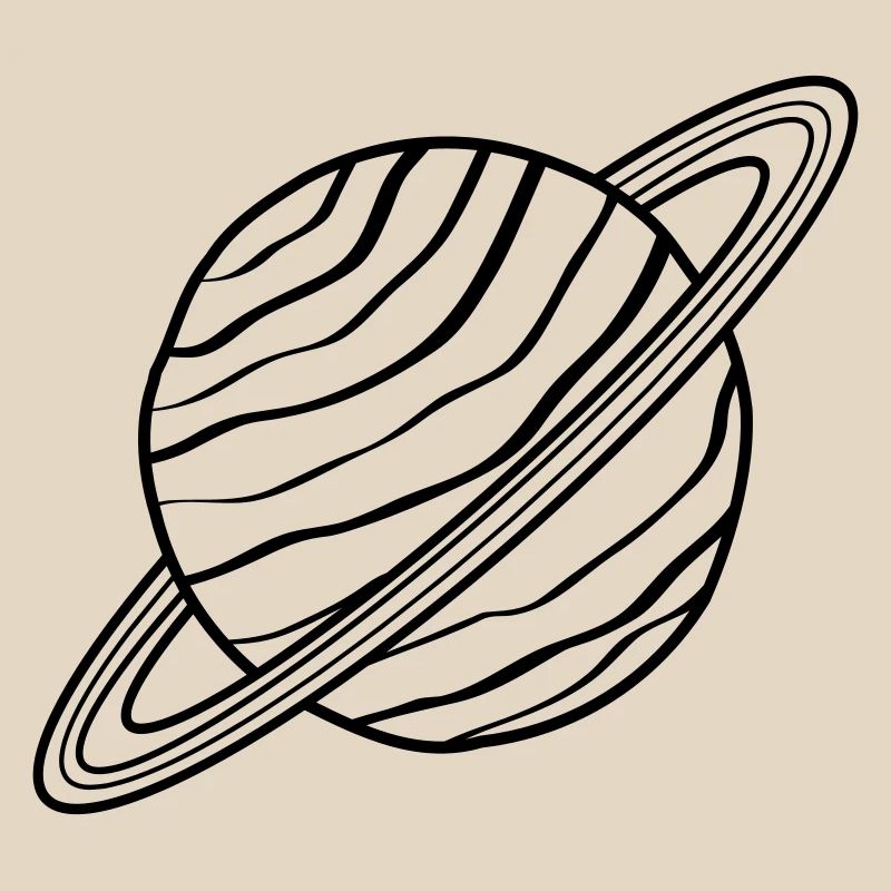 Planet mit Ringen Saturn Uranus Weltraum Doodle