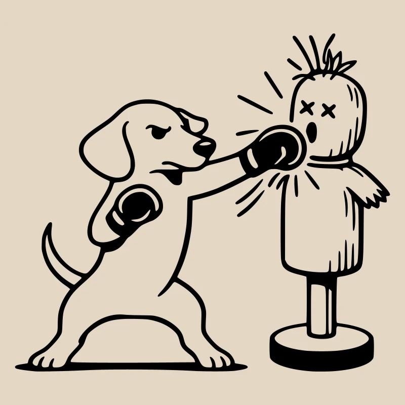 sparring dackel boxen line art 