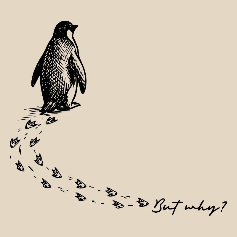 But why? Penguin Meme Footprints Doodle Doodle