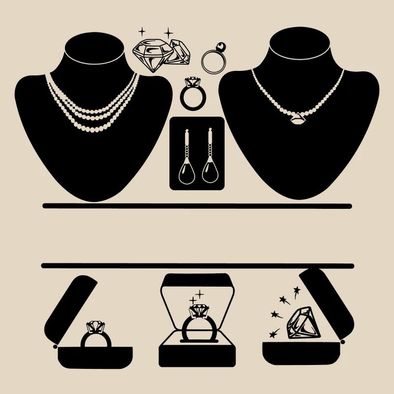 Logo de bijoutier avec bagues, diamants