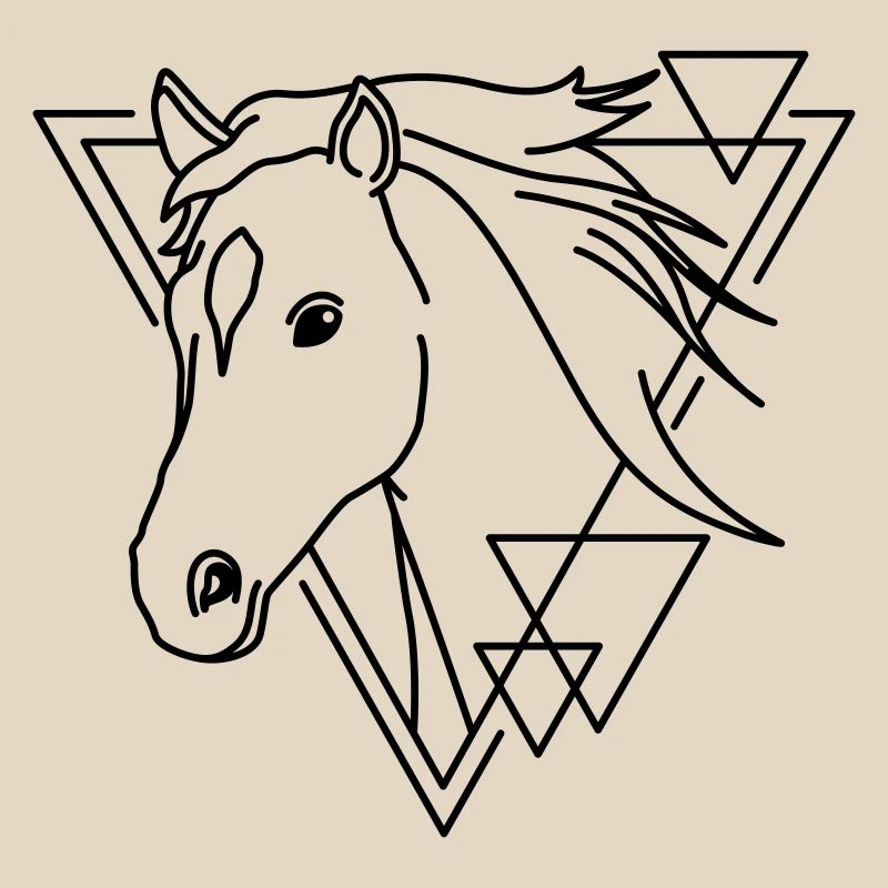 Pferd in geometrischer Form - Line-Art-Design