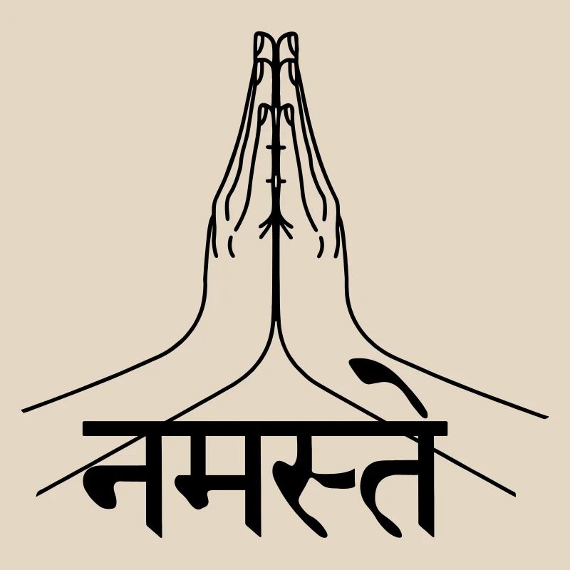 Namaste Sanskrit écrit mains