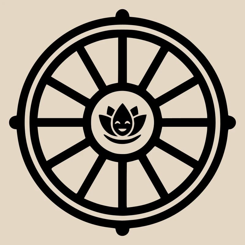 Roue du Dharma avec Lotus | Symbole du bouddhisme