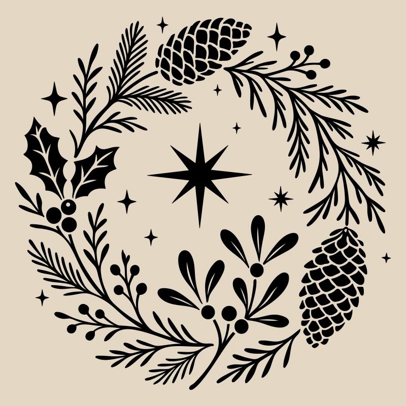 Couronne de Noël mystique - Gui, sapin et cône