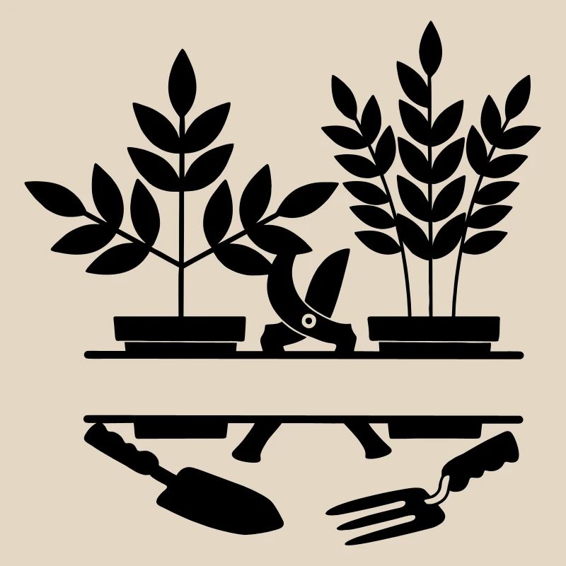 Garden gardener tools two plants