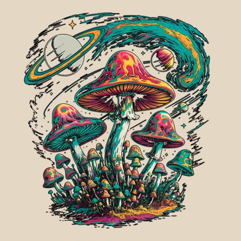 Psychedelic Cosmic Mushrooms Artwork