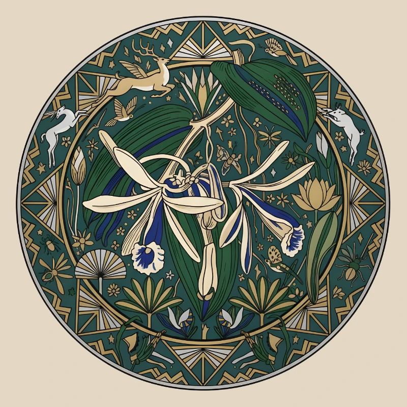 Orchidée vanille et feuillage