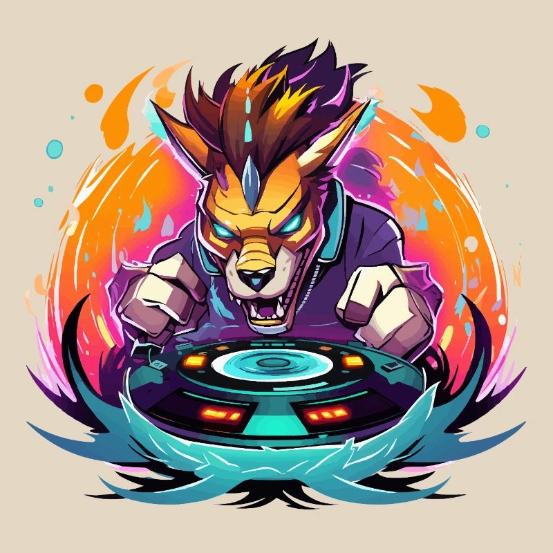 Wolf DJ Neon Fire