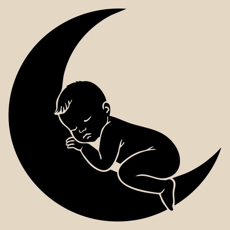 Bébé sur la Lune – Silhouette douce du sommeil