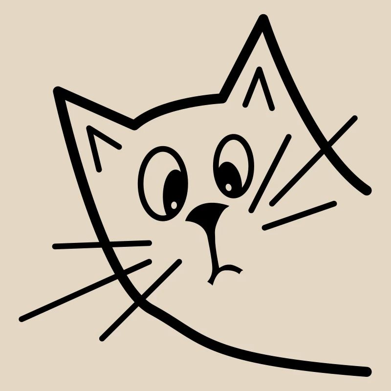 Chat curieux mignon - Design minimaliste