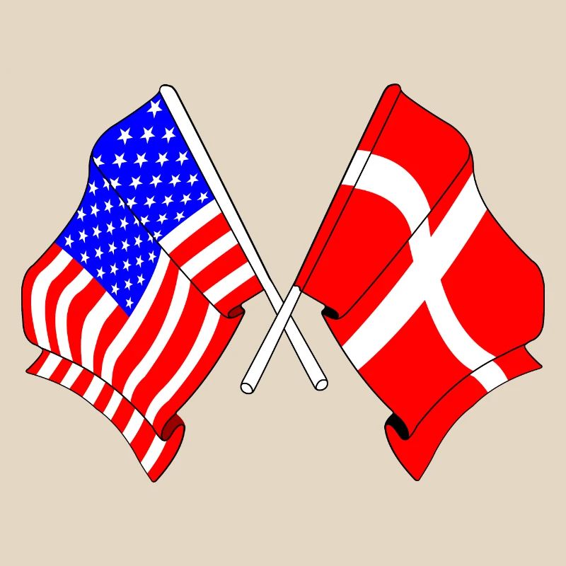 Drapeau des États-Unis et drapeau du Danemark