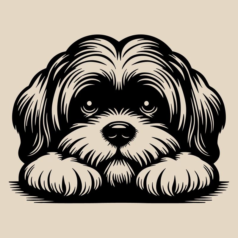 Lhasa Apso Head with Paws