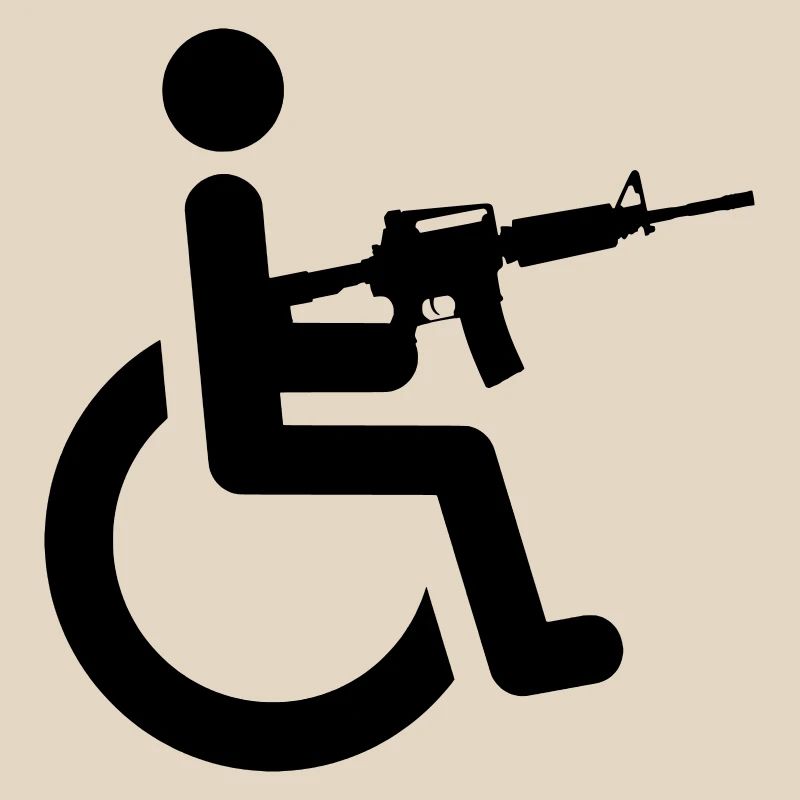 Rollstuhlfahrer mit Waffe #
