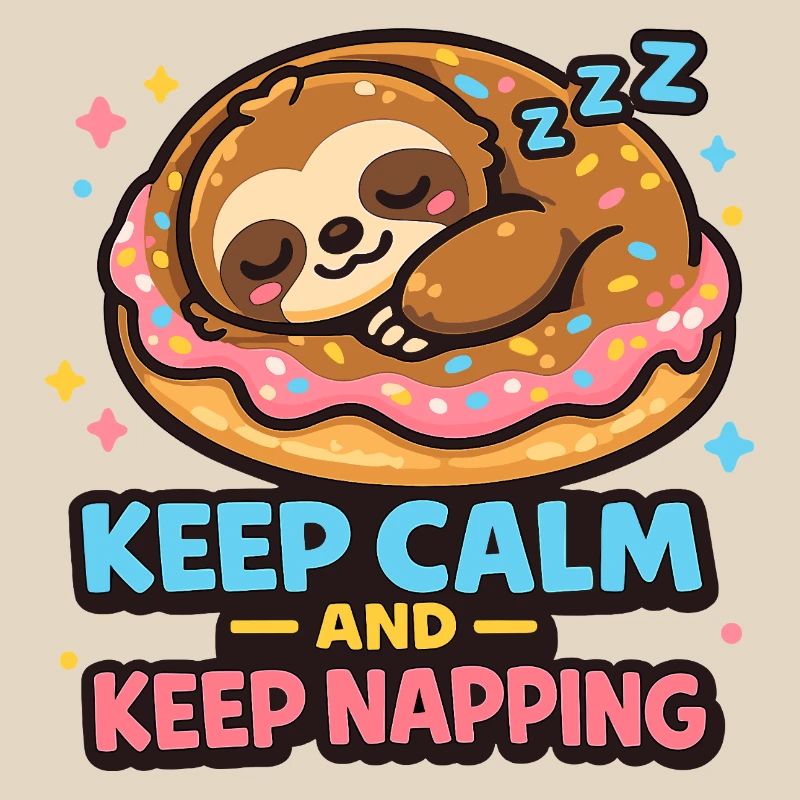 Donut Sleeping Sloth Illustration