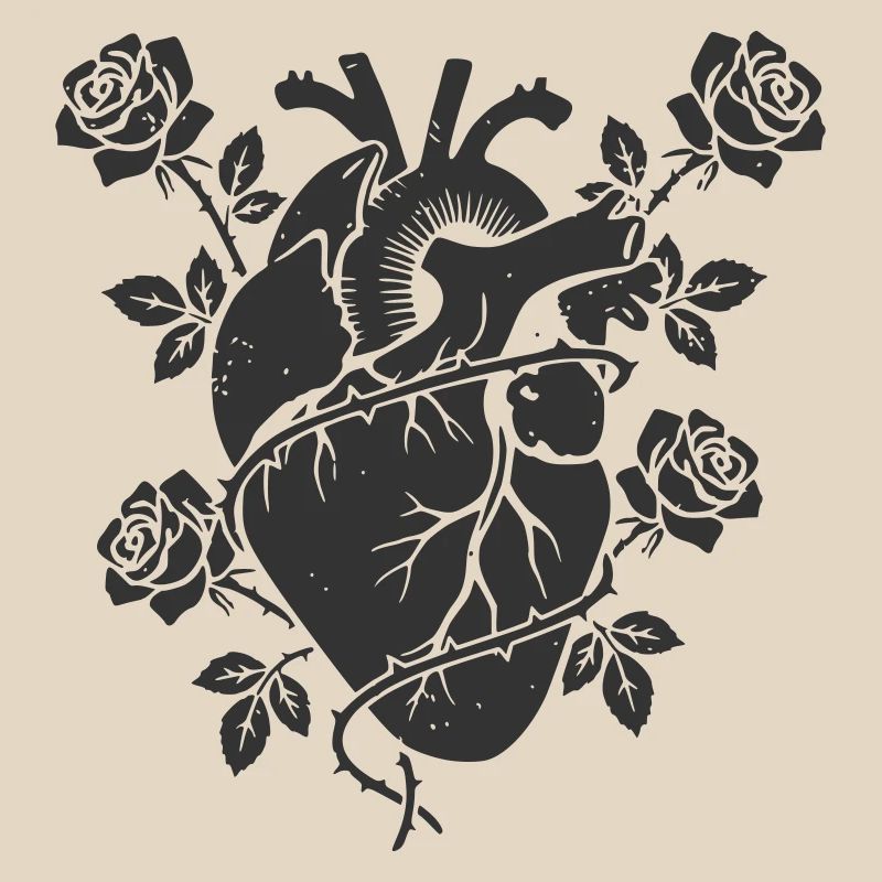 Anatomisches Herz Rosen Gothic