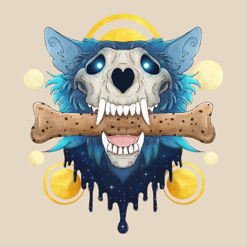 Hellhound Skull Gold - Dämonischer Wolf & Keksknochen