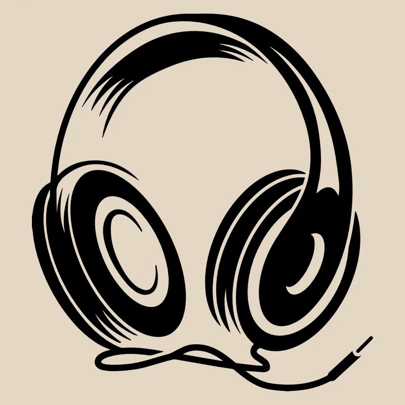 Kopfhörer mit Kabel im Stencil Stil