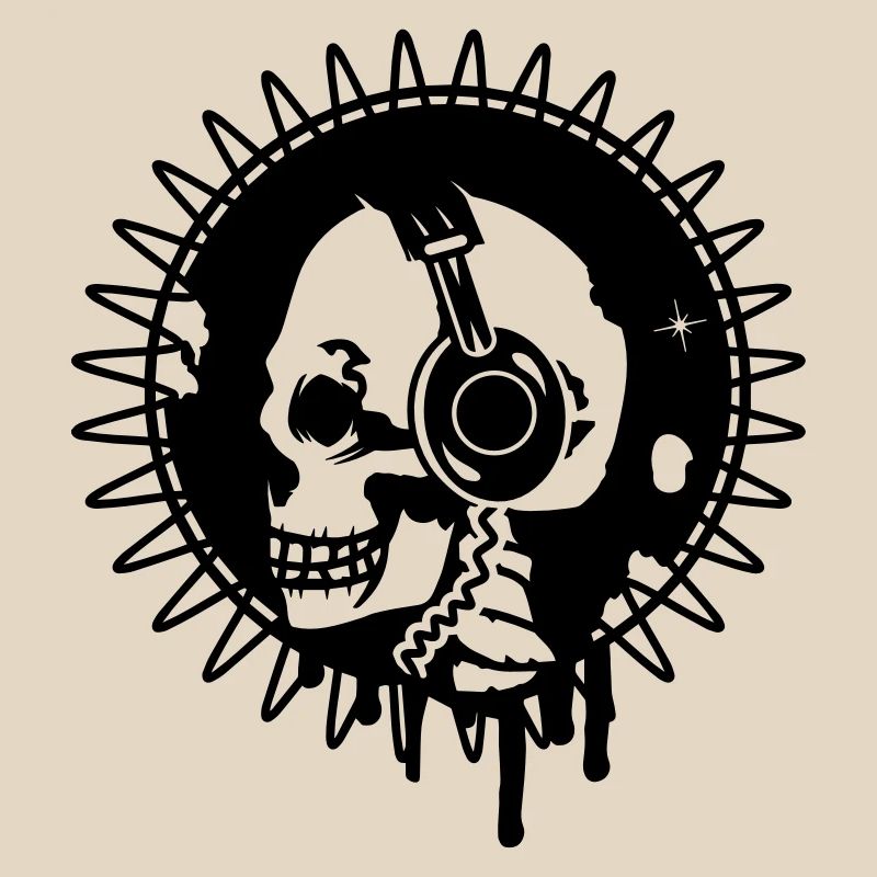 Totenkopf mit Kopfhörer im Profi