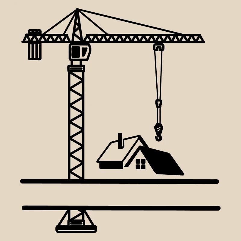 Grue de construction avec maison