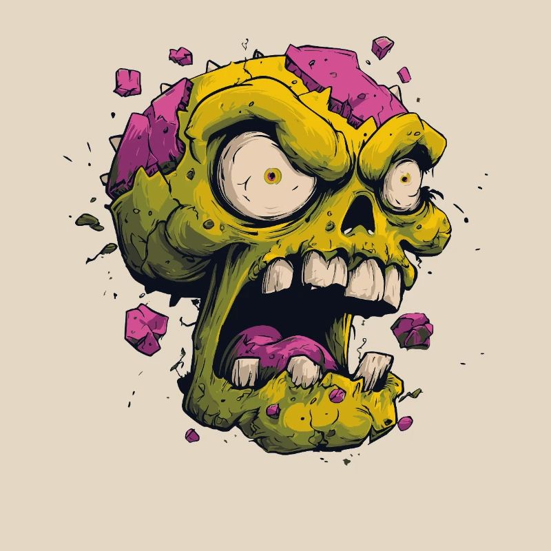 Explodierender Schädel – Comic Horror Motiv