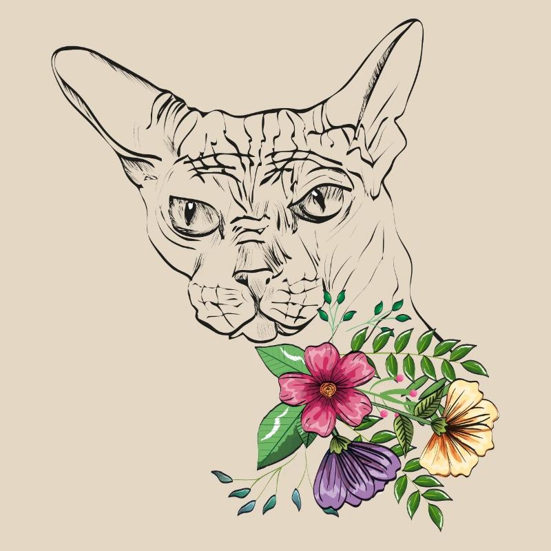 Chat avec des fleurs