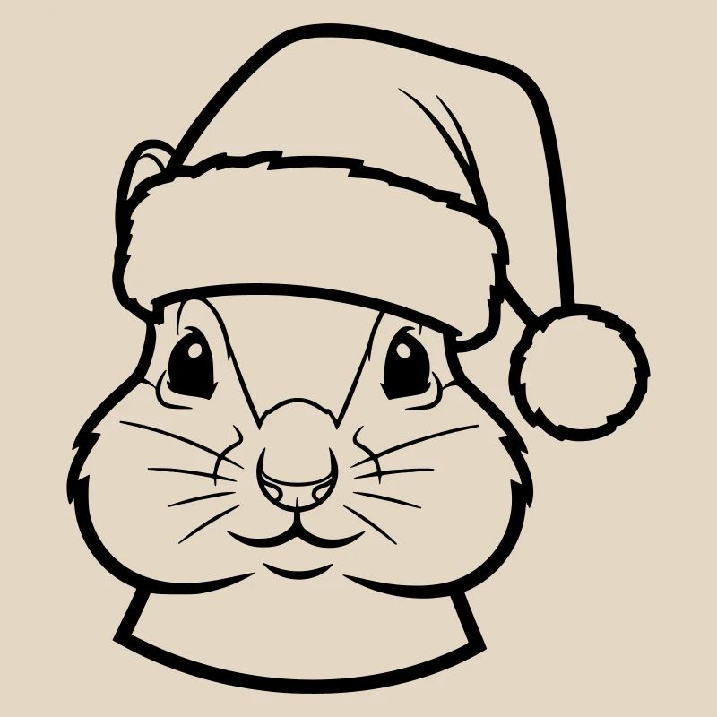 Visage d’animal mignon avec un chapeau de Noël